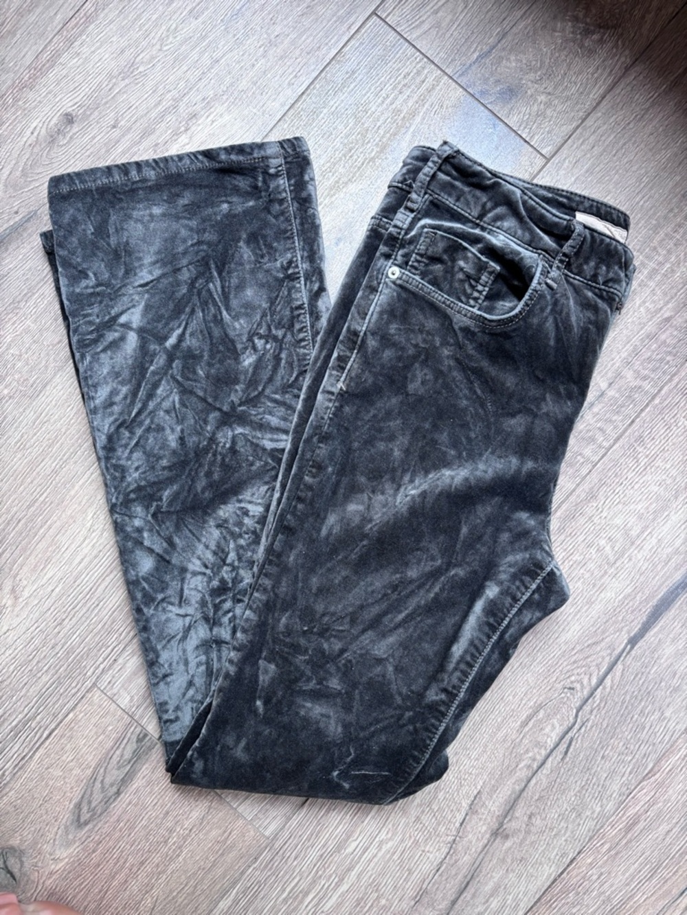 Pilcro Velvet Demi Lune Bootcut Pants Size 29 Green Gray Stretch Anthropologie - Picture 15 of 16